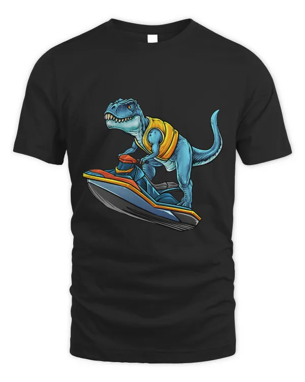 T Rex On A Jet Ski In A Yellow Life Jacket T Rex