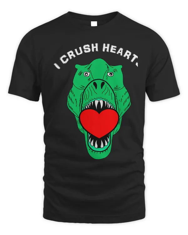 Boys Valentines Day Kids T Rex I Crush Hearts