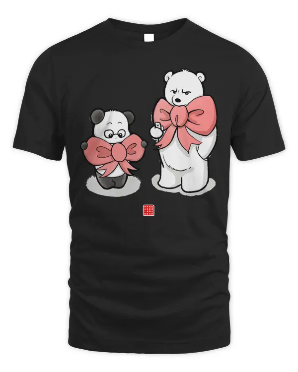 Funny Bear Panda And Polar Bear In Ribbons Cute Bears