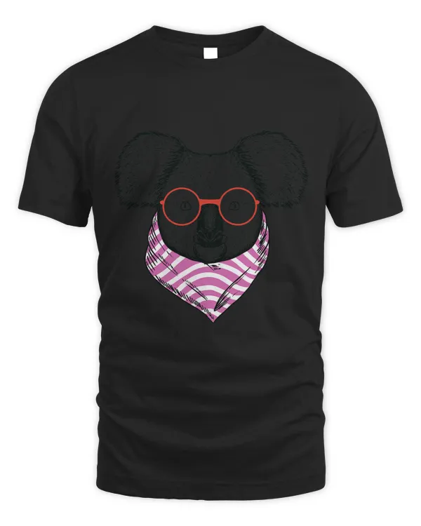 Funny Hipster Koala in Red Glasses Shirt Pet Animal Lover