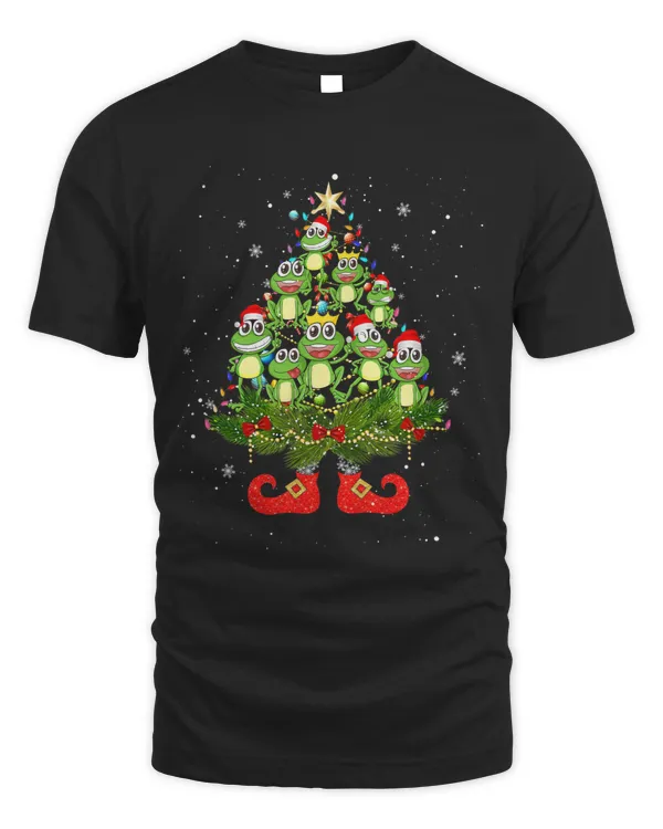 frogs christmas tree lights santa hat lover
