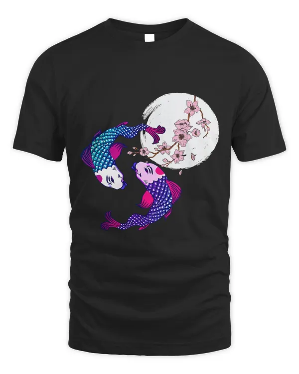 Funny Koi Fish Cherry Blossom Flower Moon Japanese Koi Carp