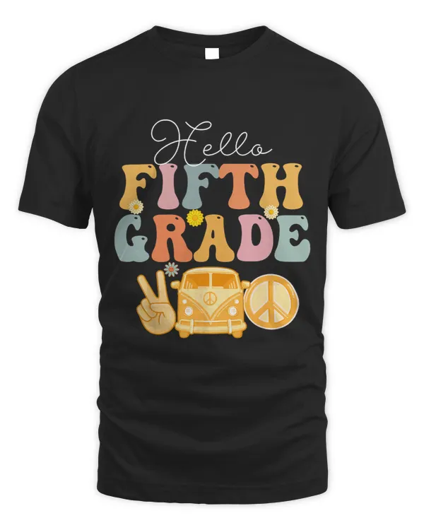 Fifth Grade Hello Retro Groovy Vintage First Day Of School
