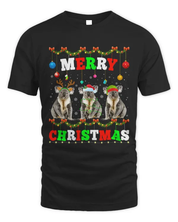 Funny Animals Lights Merry Christmas Santa Koala