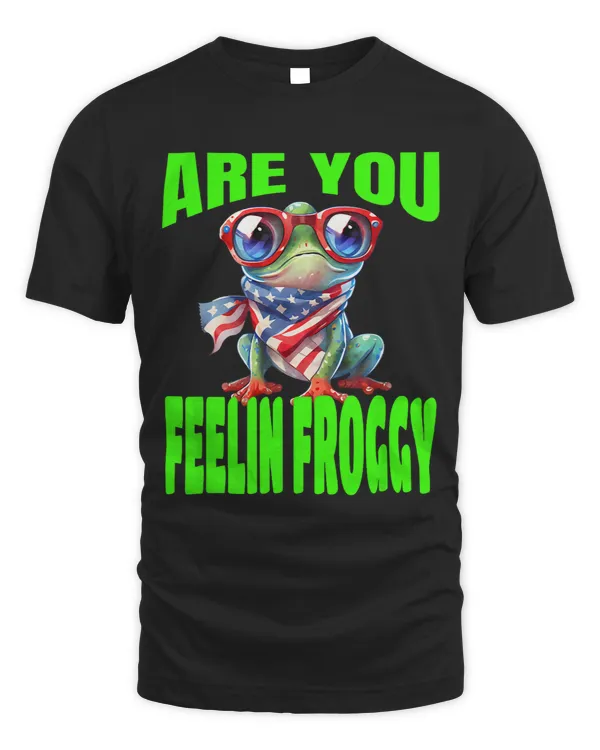 Funny Are you feelin Froggy Cute Patriotic Lilly Pad Frog