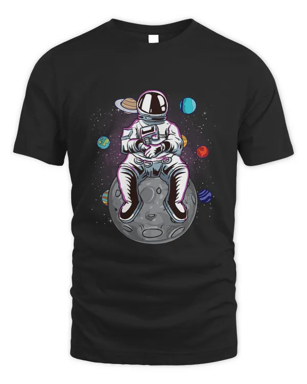 Funny Astronaut sitting on the Moon Solar System Spaceman