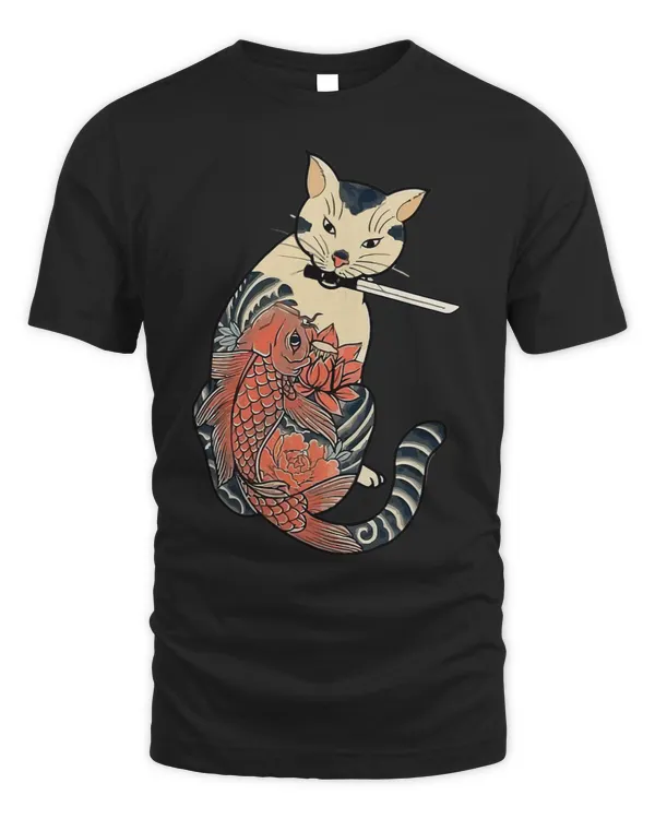 Japanese Samurai Cat Katana Ninja Yakuza Tattoo