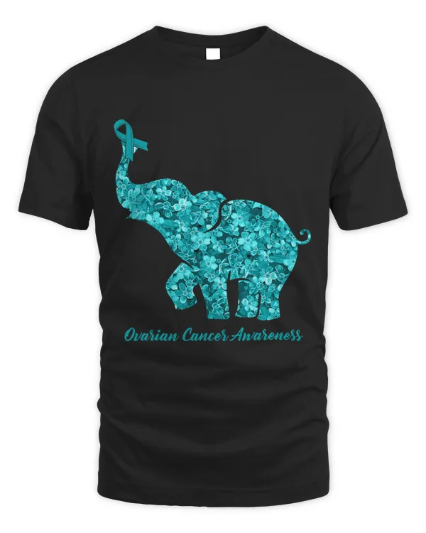 Flower Elephant Teal Ribbon Ovarian Cancer Awareness