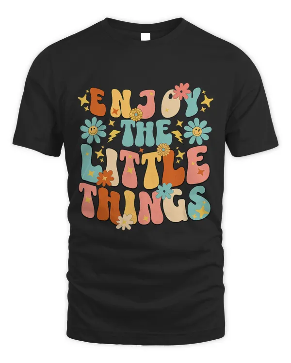 Enjoy The Little Things Positive Sayings Groovy Retro Women