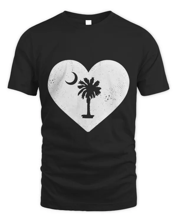 I Love South Carolina palmetto moon heart distressed