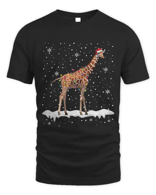 Funny Santa Giraffe Christmas Lights Animals Lover