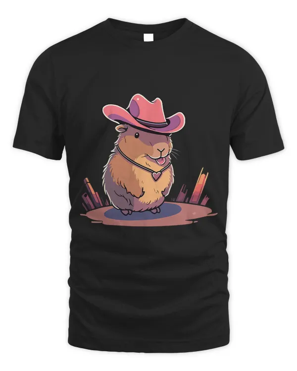 Funny Cute Capybara Cowboy Hat Pink Kapibara
