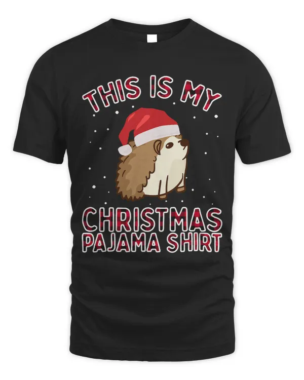 Funny Cute Christmas Hedgehog Gift Pajamas Santa Hat Xmas