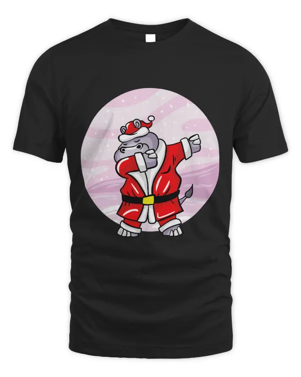 Funny Dabbing Christmas Santa Claus Hippo Lover Gift
