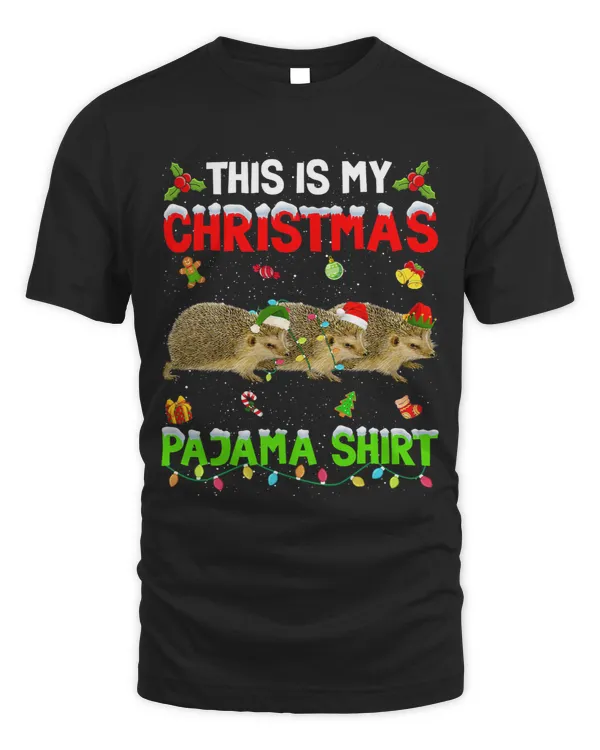 Funny This Is My Christmas Pajama Xmas Hedgehog Squad