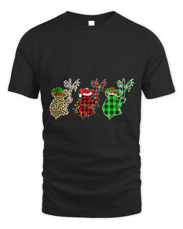 Funny Three Koala Animals Christmas Buffalo Plaid