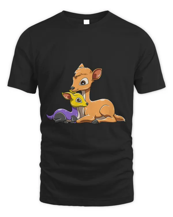 Cute nonbinary mum child deer