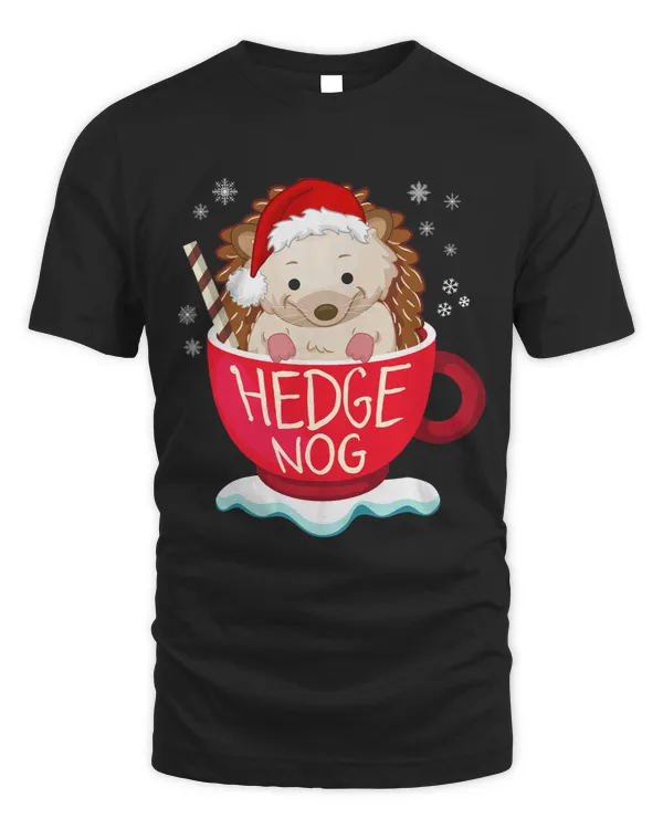 Funny Eggnog Cute Santa Hat Hedgehog Christmas Pajama