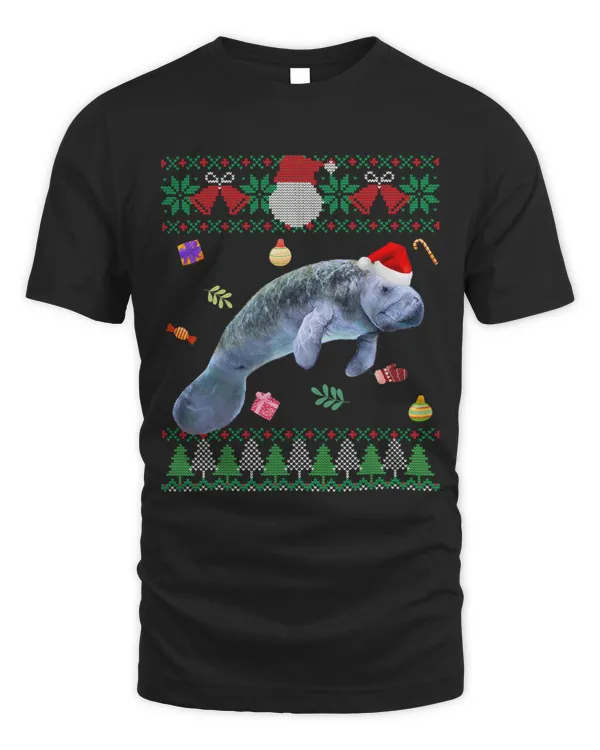 Funny Ugly Sweater Christmas Animals Santa Manatee Lover 1