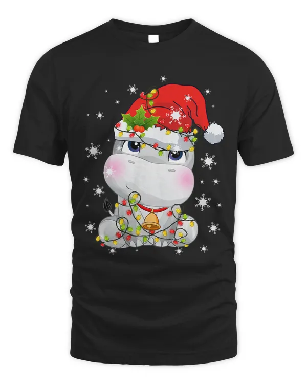 Cute Santa Claus Hippo Xmas Tree Lights Merry Christmas Boys