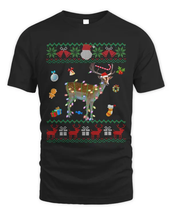 Funny Ugly Xmas Sweater Animals Lights Christmas Deer