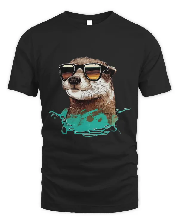 Funny floating Otter with Sunglasses