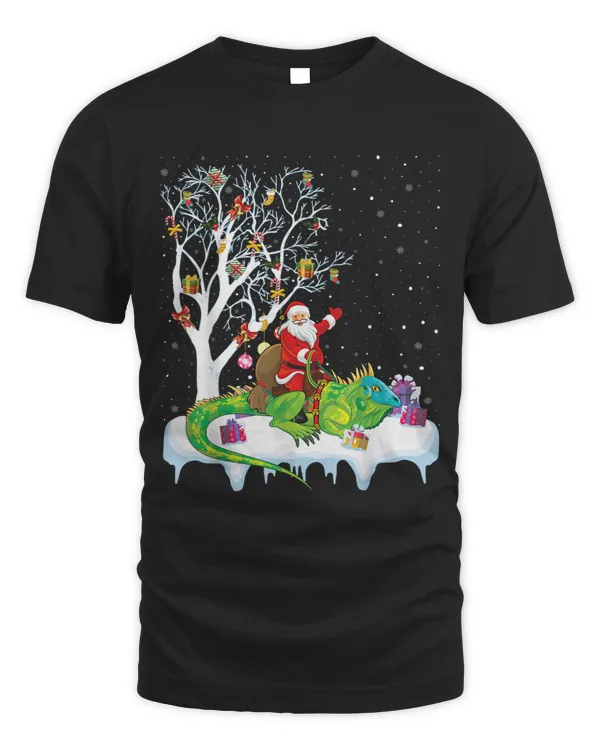 Funny Xmas Lighting Tree Santa Riding Iguana Christmas 1