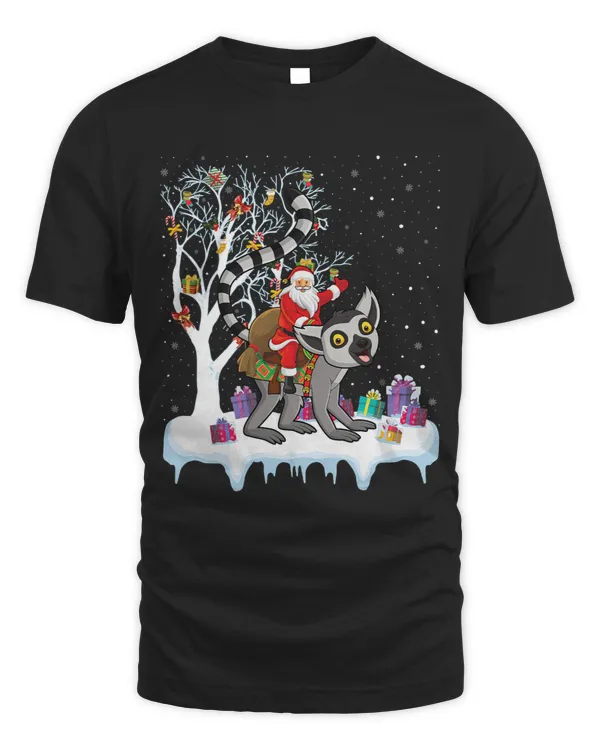 Funny Xmas Lighting Tree Santa Riding Lemur Christmas 1