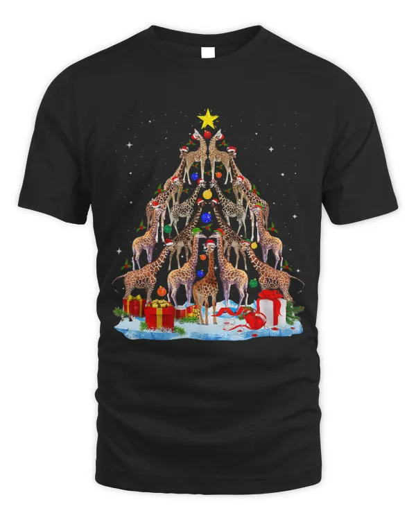 Funny giraffe Christmas Tree Cute Shirt 1