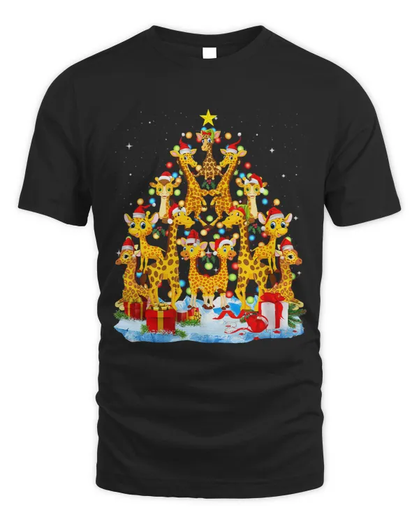 Funny giraffe Christmas Tree Cute Shirt