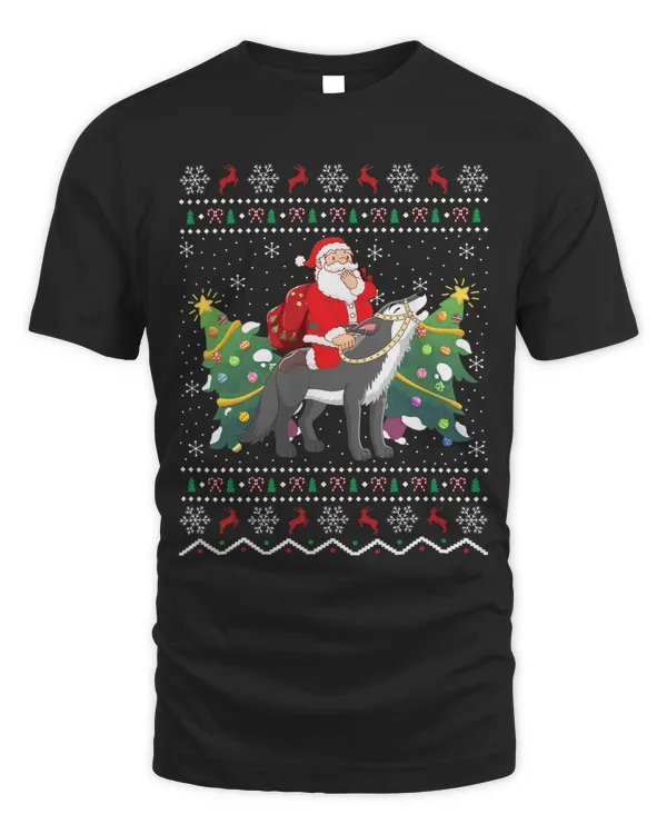 Funny Xmas Lighting Ugly Santa Riding Coyote Christmas