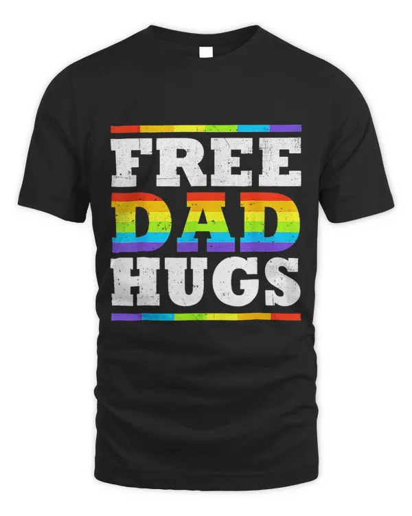 Free Dad Hugs Rainbow LGBT Pride Month Fathers Day_1