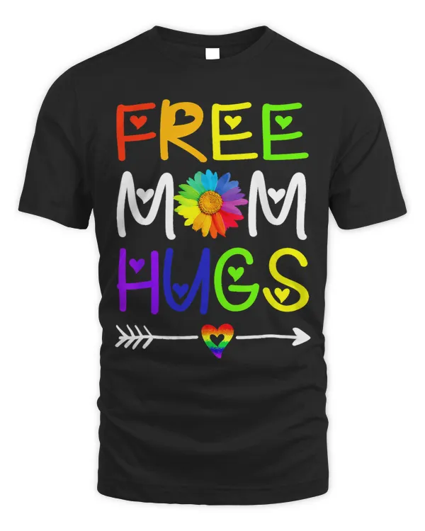Free Mom Hugs Daisy Rainbow Heart LGBT Pride Month 2