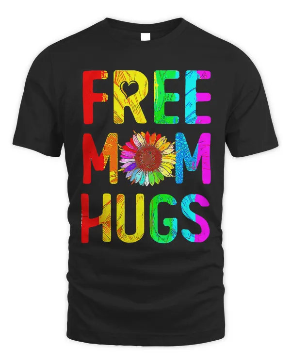 Free Mom Hugs Daisy Rainbow Heart LGBT Pride Month
