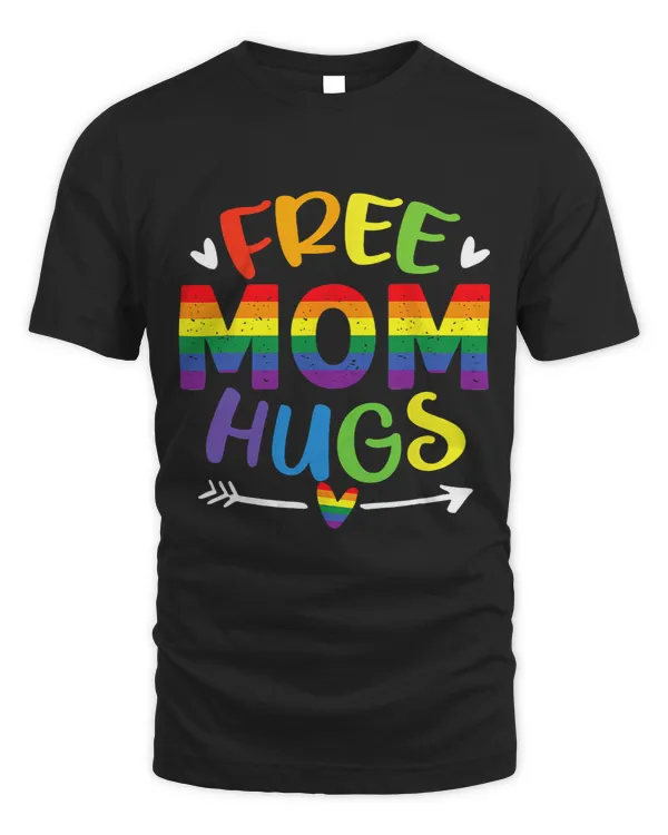 Free Mom Hugs Tshirt Rainbow Heart LGBT Pride Month 28