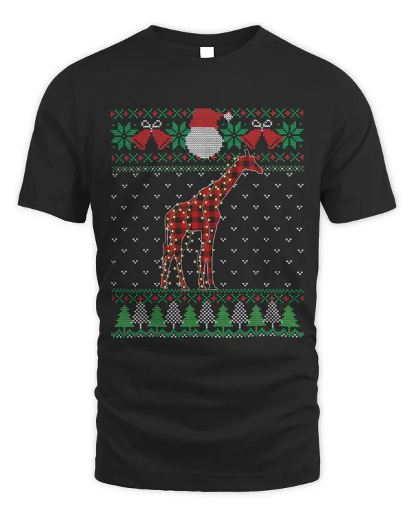 Funny Giraffe Ugly Sweater Christmas Animals Lights Xmas