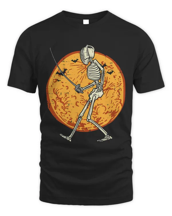 Fencing Skeleton Full Moon Sports Fencer Halloween Men Women
