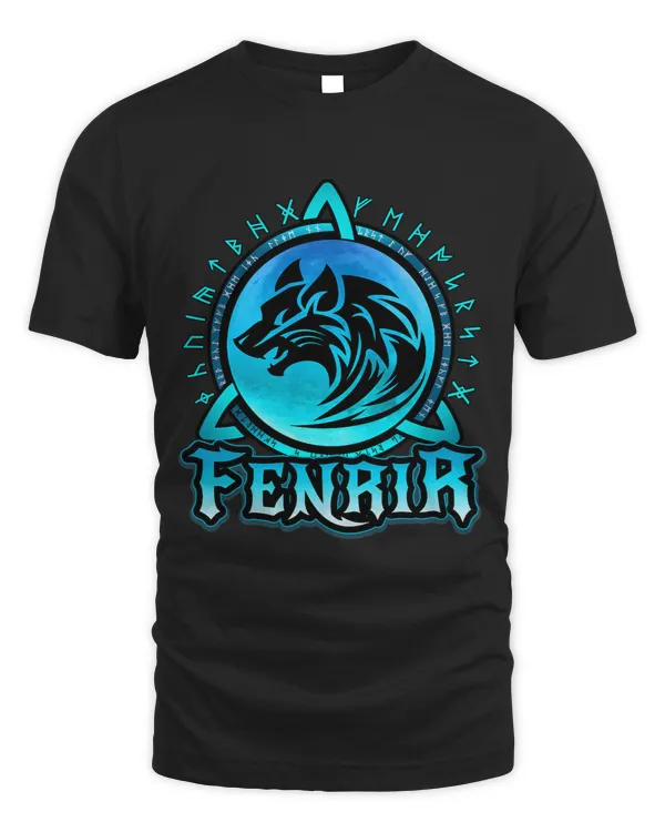 Fenrir Lokis Son Viking Wolf Azure Moon With Norse Runes