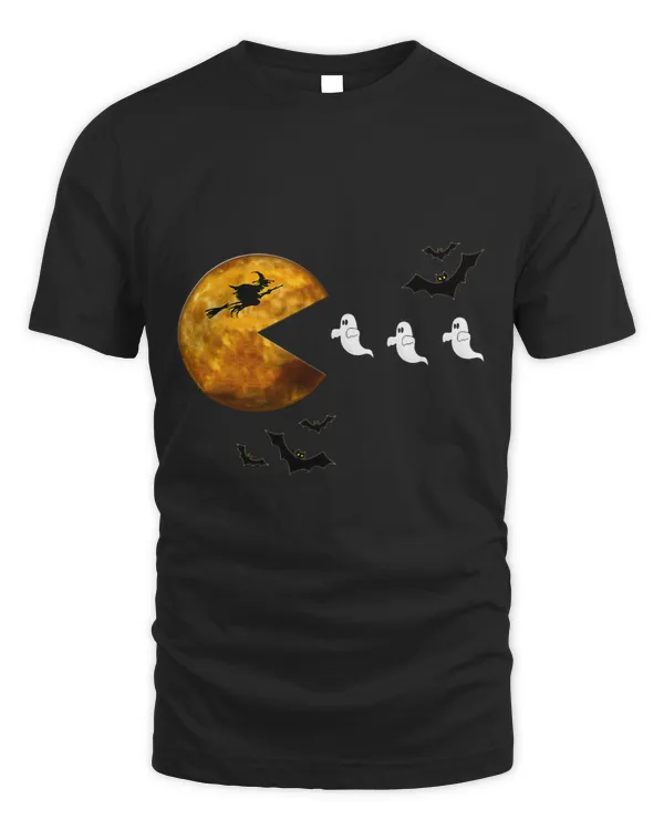 Funny Halloween Full Moon Eating Ghosts Halloween