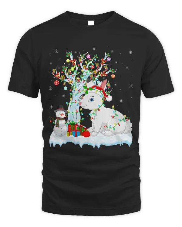 Funny Hare Xmas Tree Lighting Santa Hat Hare Christmas