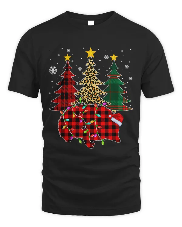 Funny Hedgehog Christmas Tree Lights Xmas Plaid Santa Hat