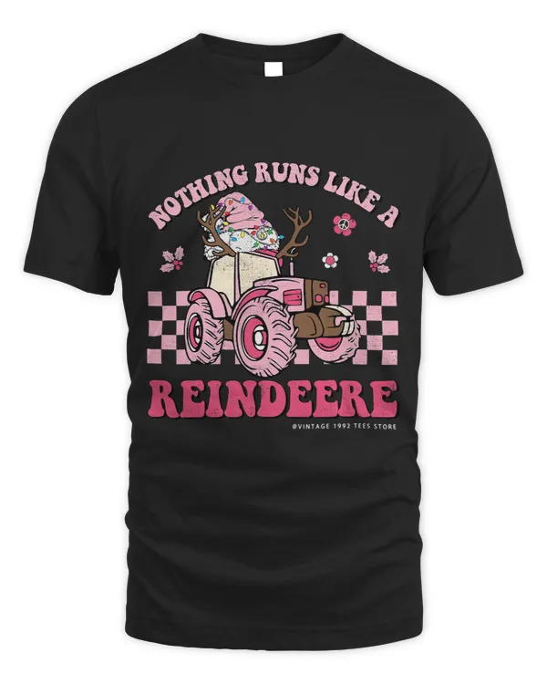 Groovy Retro Nothing Runs Like A Reindeere Christmas Tractor
