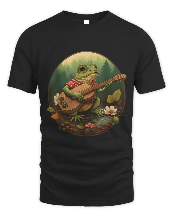 Frog Playing Banjo On Log 1