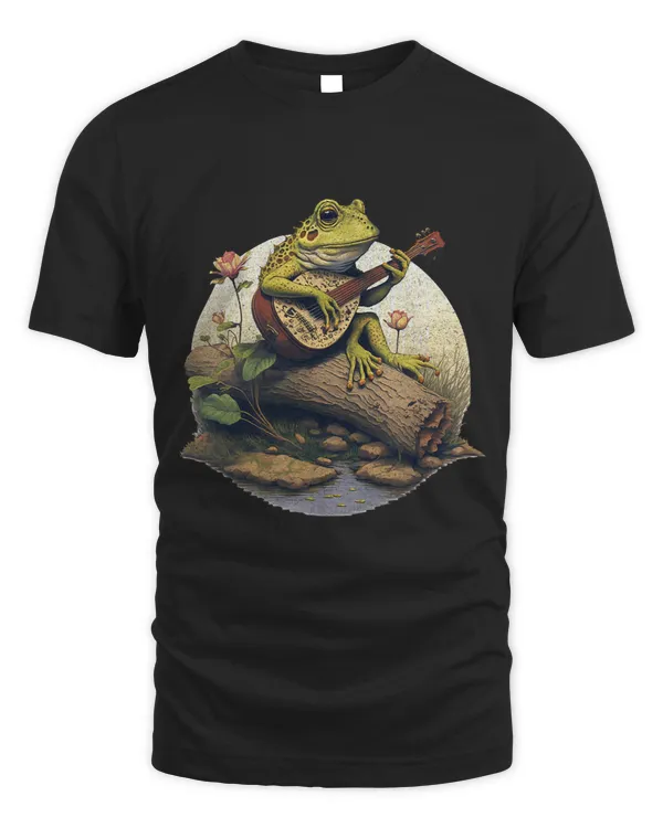 Frog Playing Banjo On Log Vintage 1