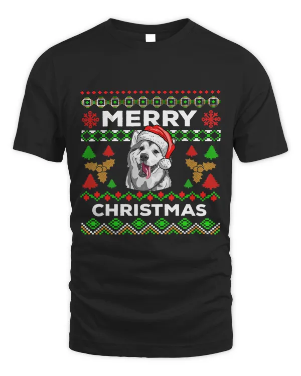 Dog Husky Merry Xmas Dog Lover Ugly Sweater Christmas Siberian Husky