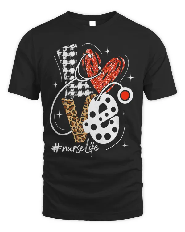 Nurse Life RN LPN CNA Healthcare Cheetah Heart Leopard Funny
