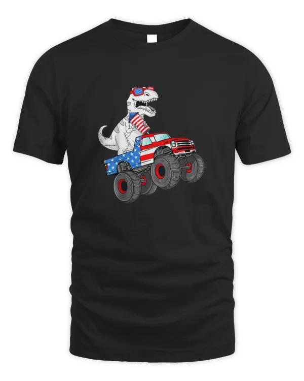 4th Of July T Rex Dino Trex Dinosaur Monster Truck Fireworks