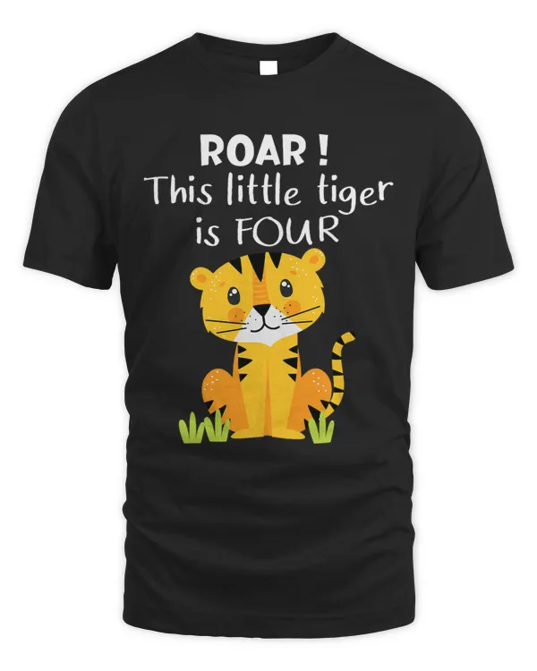 4th Birthday Roar This Little Tiger Is Four Safari Animal