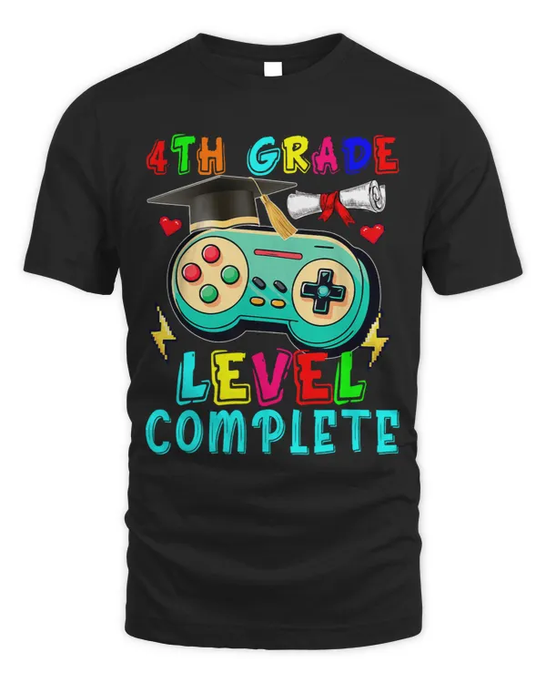 4th Grade Level Complete Cute Game Controller Gamer Graduate
