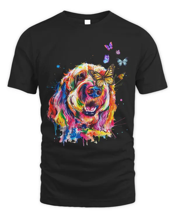 Dog Goldendoodle Splash Art Butterflies Funny Dog Lover Gifts T-Shirt